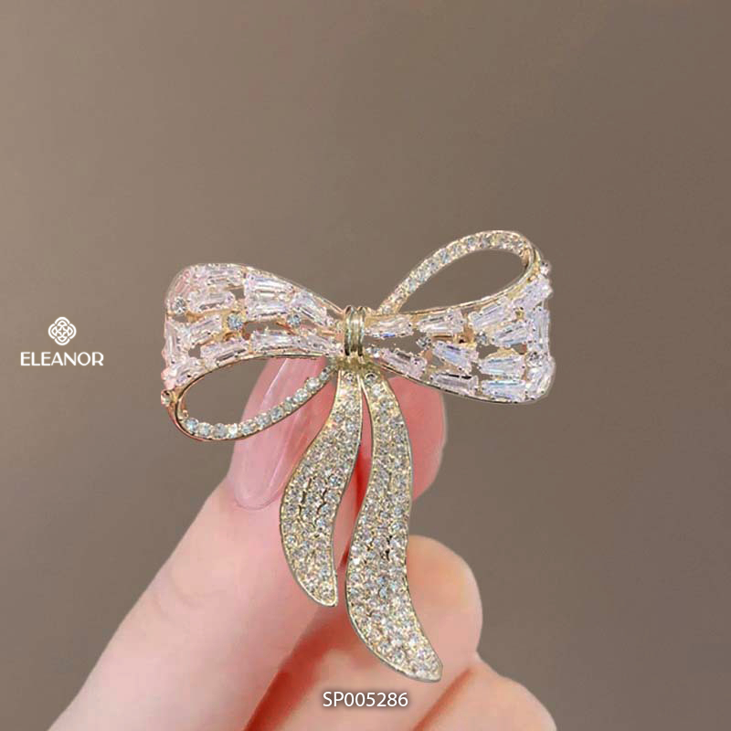Ghim cài áo nam nữ Eleanor Accessories hình nơ đính đá phụ kiện trang sức thời trang dễ thương 5286