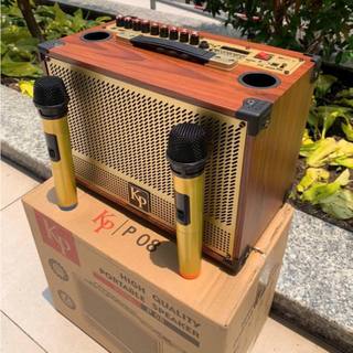 LOA Xách Tay KP 08 - KÈM 2 MICRO Công Suất Lớn, Loa Bass 20cm + Treble 1,Bluetooth 5.0, pin trâu