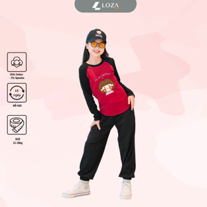 Bộ thu đông bé gái in hình bé gái Em bé Việt Nam - Bộ dài tay bé gái cân nặng từ 15-38kg-  Loza Kids BZ430