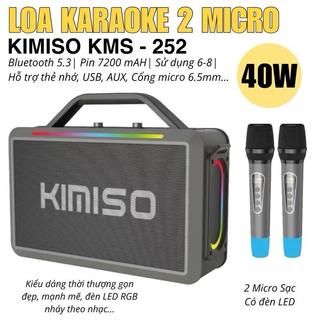 CHÍNH HÃNG | Loa Xách Tay Kimiso Kms-252 Bass Cực Mạnh Kèm 2 Mic Cao Cấp, Đèn Led 7 Màu, Pin 5-6h.