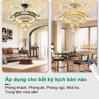 Quạt trần đèn trang trí cao cấp 2025 – quạt đèn kích thước lớn, điều khiển từ xa