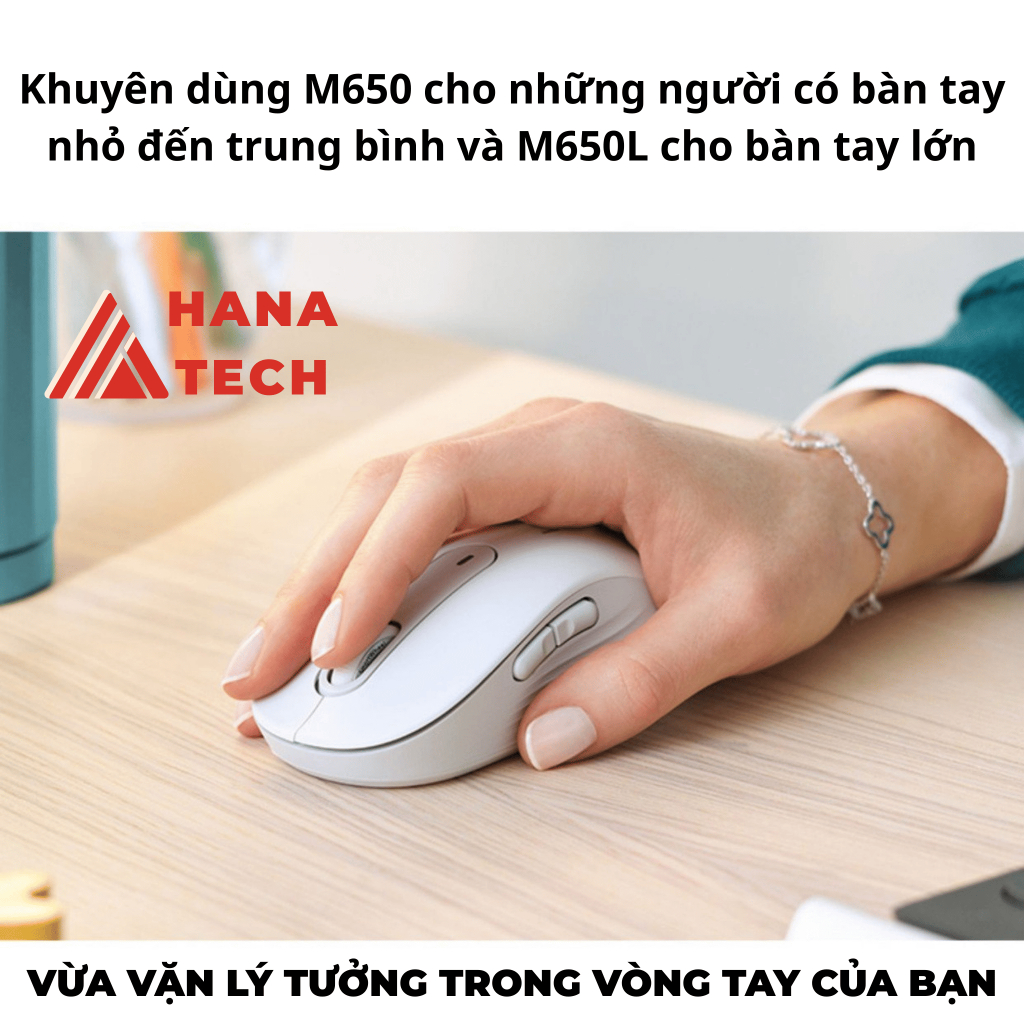 Chuột Không Dây Logitech Signature M650 Giảm Ồn, Thiết Kế Công Thái Học, Dành Cho Văn Phòng
