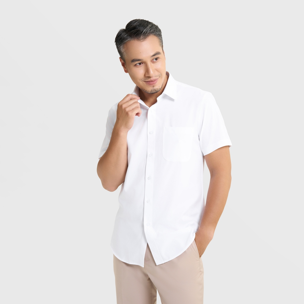 Áo sơ mi nano nam dáng ôm slimfit làm từ sợi nano cao cấp, thấm hút tốt 8TH25S015