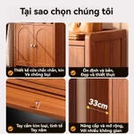 Tủ giày gia đình bằng tre Kệ để giày dép lối vào Tủ giày gia đình tiết kiệm không gian và chống bụi — ảnh 7