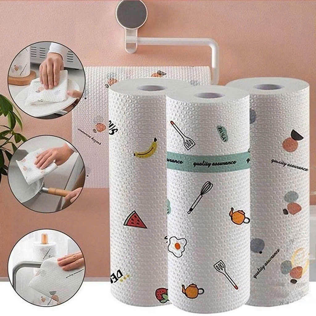 Cuộn Khăn Giấy Lau Bếp Siêu Thấm Hút, Khăn Giấy Lau Chén Bát Đa Năng