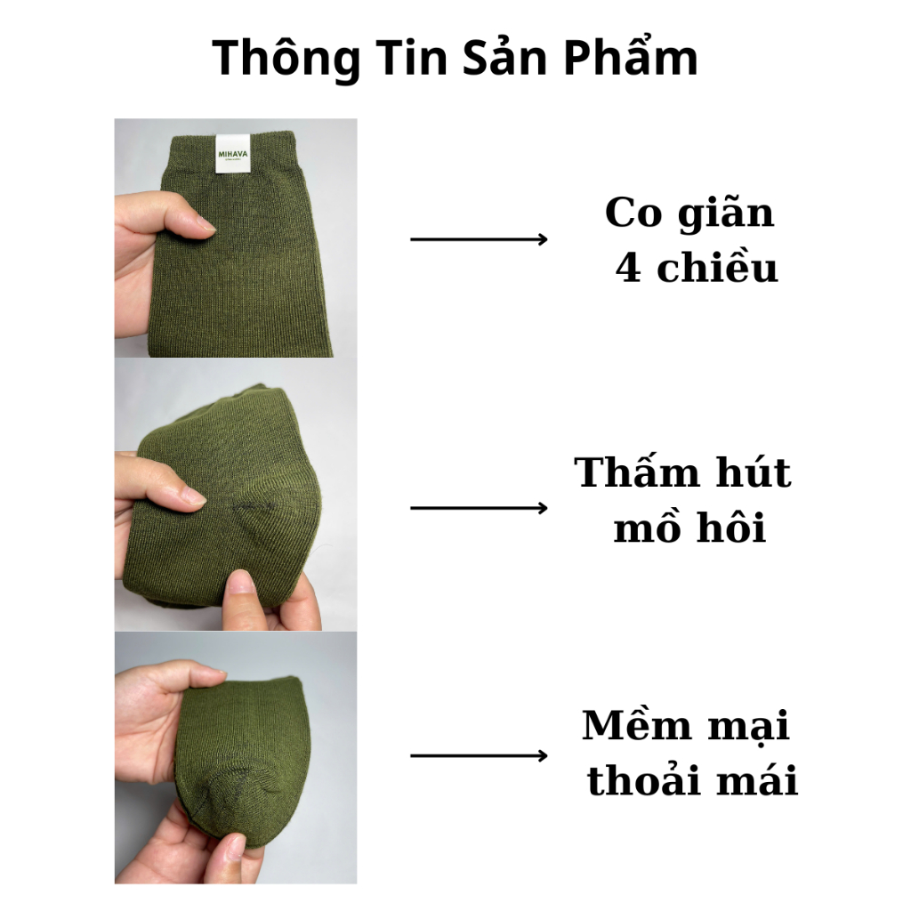 Tất Vớ Dệt Kim Nam Nữ Màu Xanh Rêu MIHAVA Cao Cấp Phong Cách Thời Thượng Lịch Lãm Sang trọng