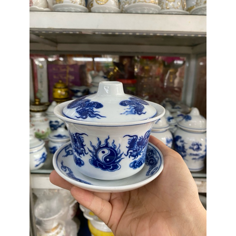 Bát Cúng, Bát Cơm thờ cúng - Men Lam Cổ Bộ Đồ thờ Cúng Bát Tràng