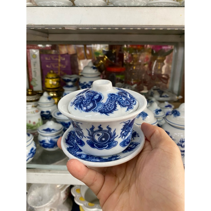 Bát Cúng, Bát Cơm thờ cúng - Men Lam Cổ Bộ Đồ thờ Cúng Bát Tràng