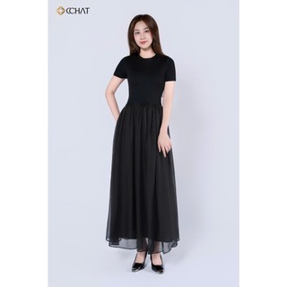 Đầm Nữ 𝐂𝐂𝐇𝐀𝐓 Dáng Xòe Angel Basic Chất Liệu Thun Phối Voan Cao Cấp 15VNC8002XT