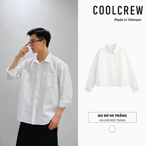 Áo Sơ Mi Trắng 𝐂𝐎𝐎𝐋𝐂𝐑𝐄𝐖 Vải Oxford Họa Tiết Đơn Giản Basic Phong Cách Hàn Quốc AMD056