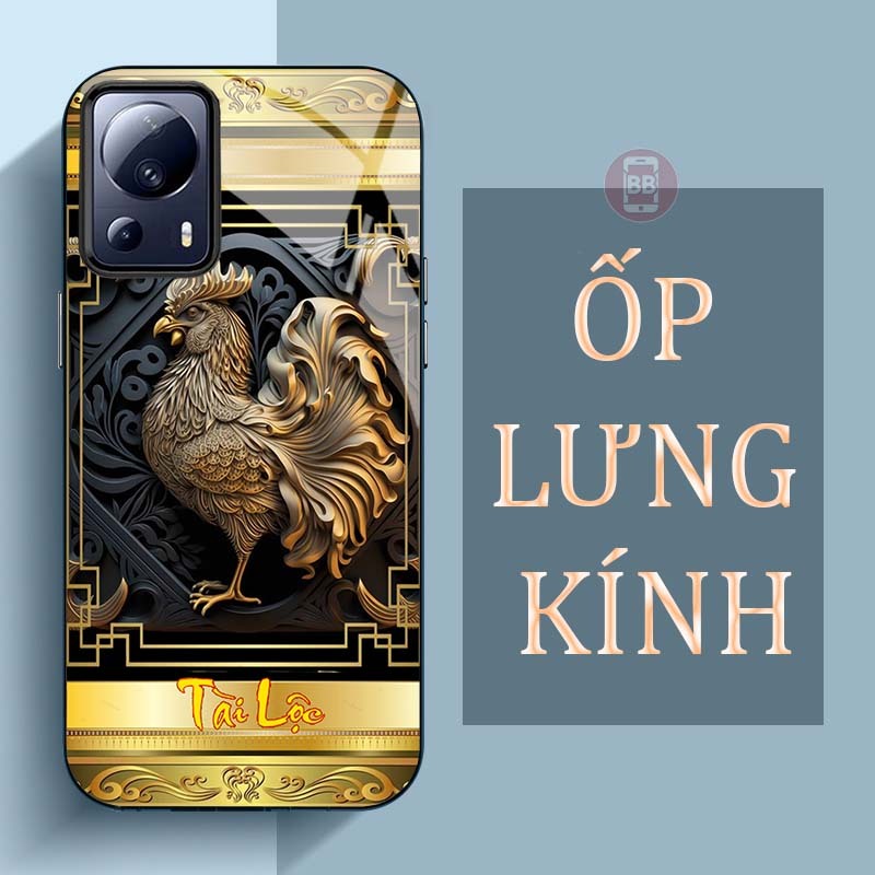 Ốp Lưng XIAOMI MI 13 LITE Mặt Lưng Kính Cường Lực In Hình 12 con giáp Tài Lộc