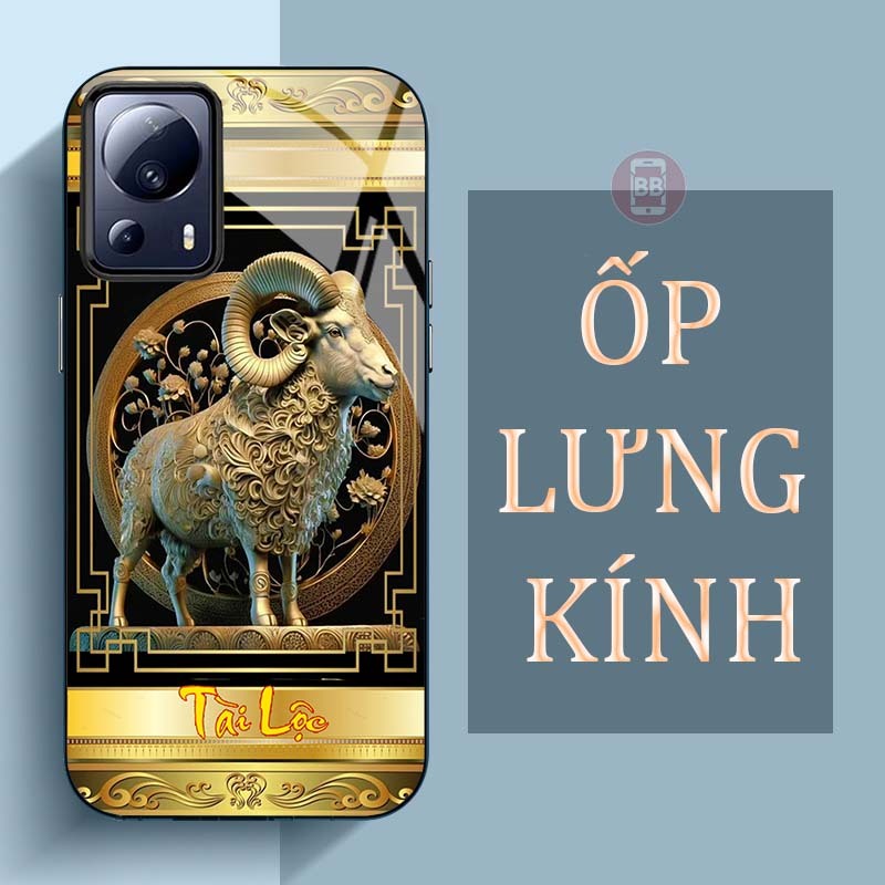 Ốp Lưng XIAOMI MI 13 LITE Mặt Lưng Kính Cường Lực In Hình 12 con giáp Tài Lộc