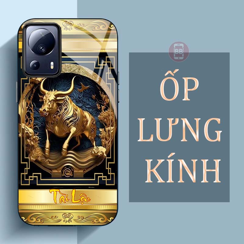 Ốp Lưng XIAOMI MI 13 LITE Mặt Lưng Kính Cường Lực In Hình 12 con giáp Tài Lộc