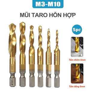 Bộ 6 mũi khoan taro ren M3 - M10 mạ titan