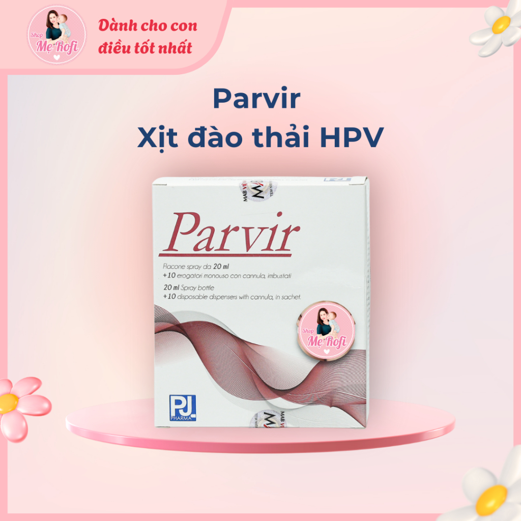 Parvir xịt đào thải HPV kèm bình 20ml và 10 ống xịt cho phụ