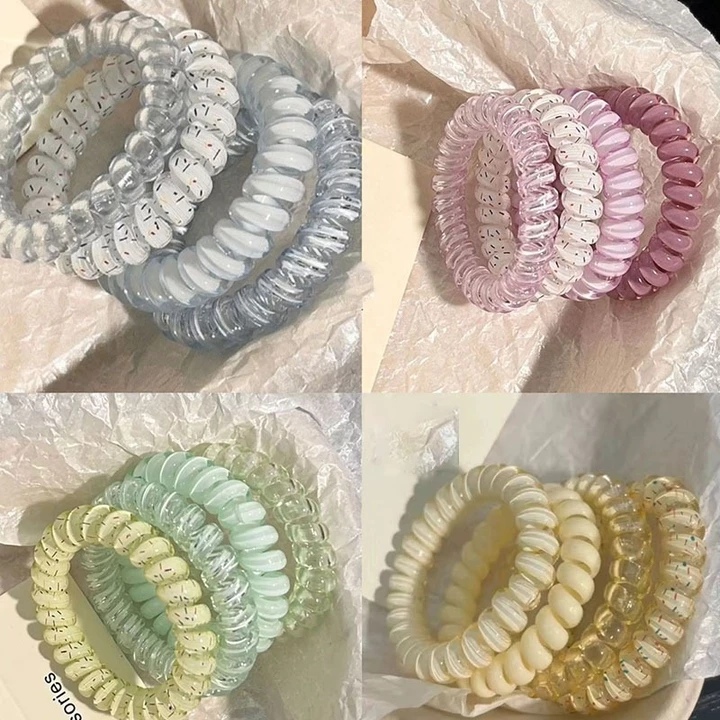 ❤️Love❤️Set 4 Dây Buộc Tóc Thời Trang Quốc Cho Nữ Đơn Giản Dây Điện Thoại Dopamine