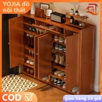 Tủ giày gia đình bằng tre Kệ để giày dép lối vào Tủ giày gia đình tiết kiệm không gian và chống bụi — ảnh 1
