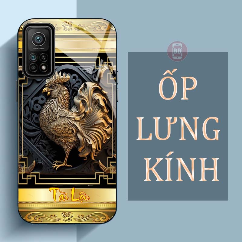 Ốp Lưng XIAOMI 10T PRO Mặt Lưng Kính Cường Lực In Hình 12 con giáp Tài Lộc