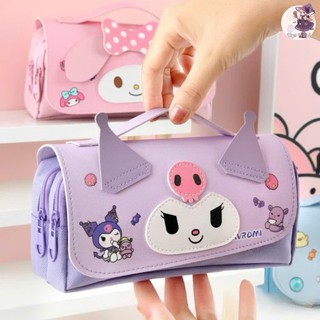 Hộp Đựng Bút Nhiều Ngăn Hình Kuromi, Melody, Cinnamonroll Có Quai Xách Da Mềm, Chứa Được Nhiều Bút Cho Các Bé - BCTG8386