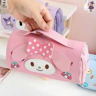 Hộp Đựng Bút Nhiều Ngăn Hình Kuromi, Melody, Cinnamonroll Có Quai Xách Da Mềm, Chứa Được Nhiều Bút Cho Các Bé - BCTG8386