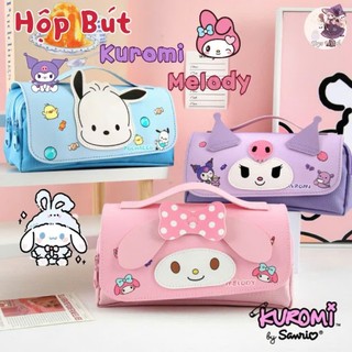 Hộp Đựng Bút Nhiều Ngăn Hình Kuromi, Melody, Cinnamonroll Có Quai Xách Da Mềm, Chứa Được Nhiều Bút Cho Các Bé - BCTG8386