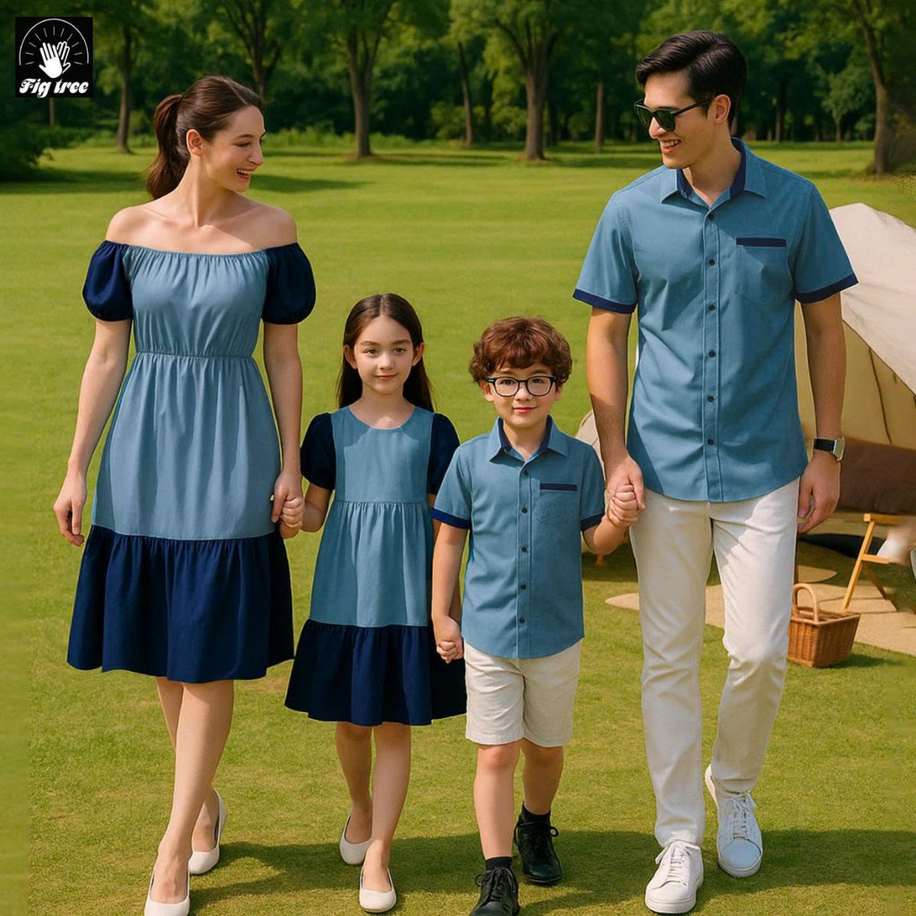 Áo Váy Gia Đình Fig Tree Xanh Mint Phối Siêu Model Cho Gia Đình Du Lịch - Đi Chơi (hàng thiết kế)