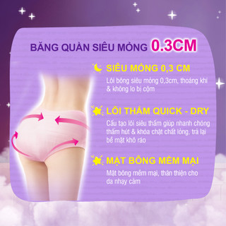 Băng vệ sinh nữ dạng quần Diana Comfy Night Mỏng Thoáng M-L 18 Miếng/Gói