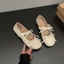 Giày Lolita nữ Đế Bệt Dẻo Đính Nơ Tiểu Thư Phong Cách Hàn Quốc Mã L238