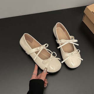 [FORM RỘNG LÙI 1 SZ] Giày Lolita nữ Đế Bệt Dẻo Đính Nơ Tiểu Thư Phong Cách Hàn Quốc Mã L238
