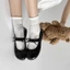Giày Lolita nữ Đế Bệt Dẻo Đính Nơ Tiểu Thư Phong Cách Hàn Quốc Mã L238
