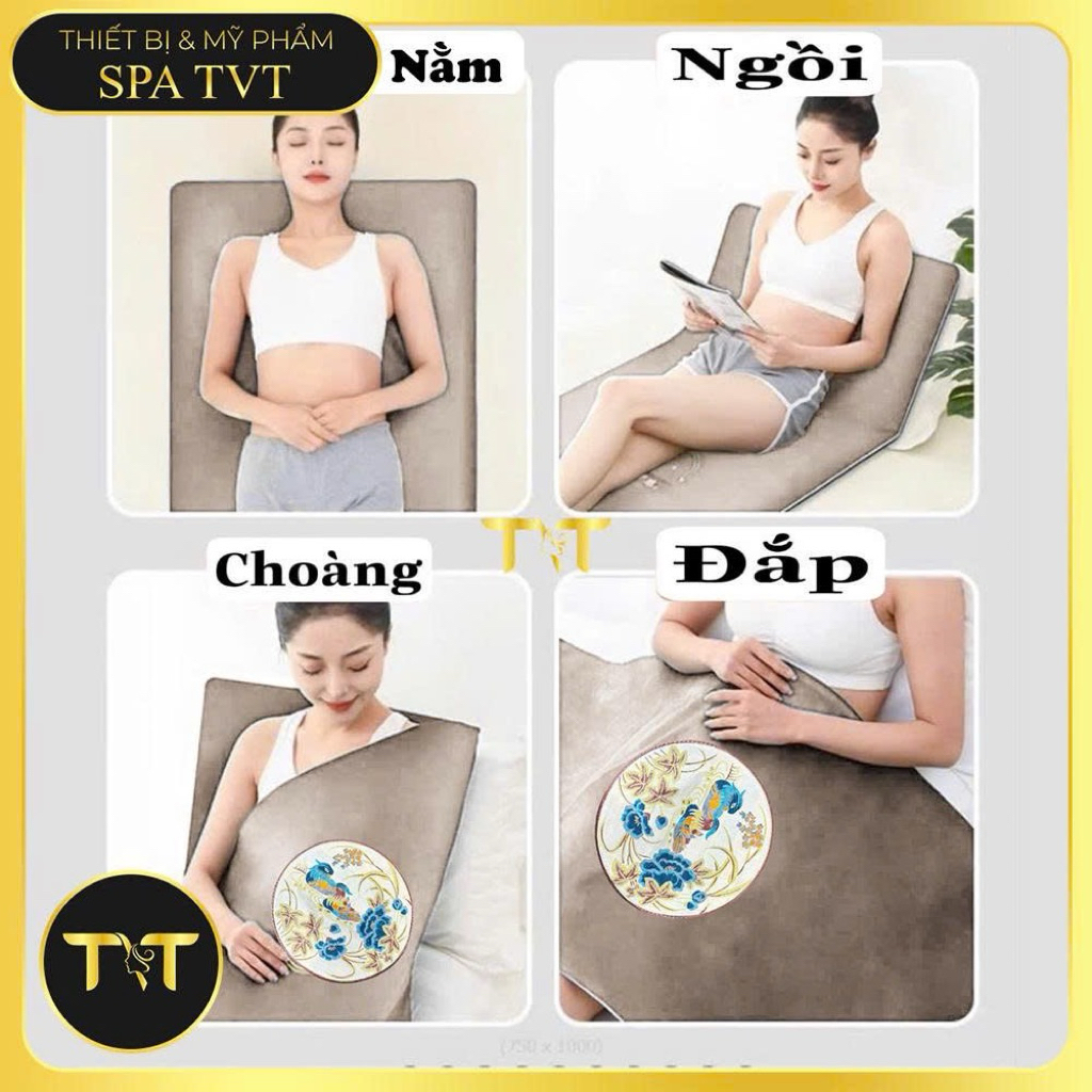 THẢM NGẢI CỨU ĐÔNG Y MÀU NÂU TVT 150x60CM - CHƯỜM NÓNG THẢO DƯỢC, GIỮ ẤM, THƯ GIÃN