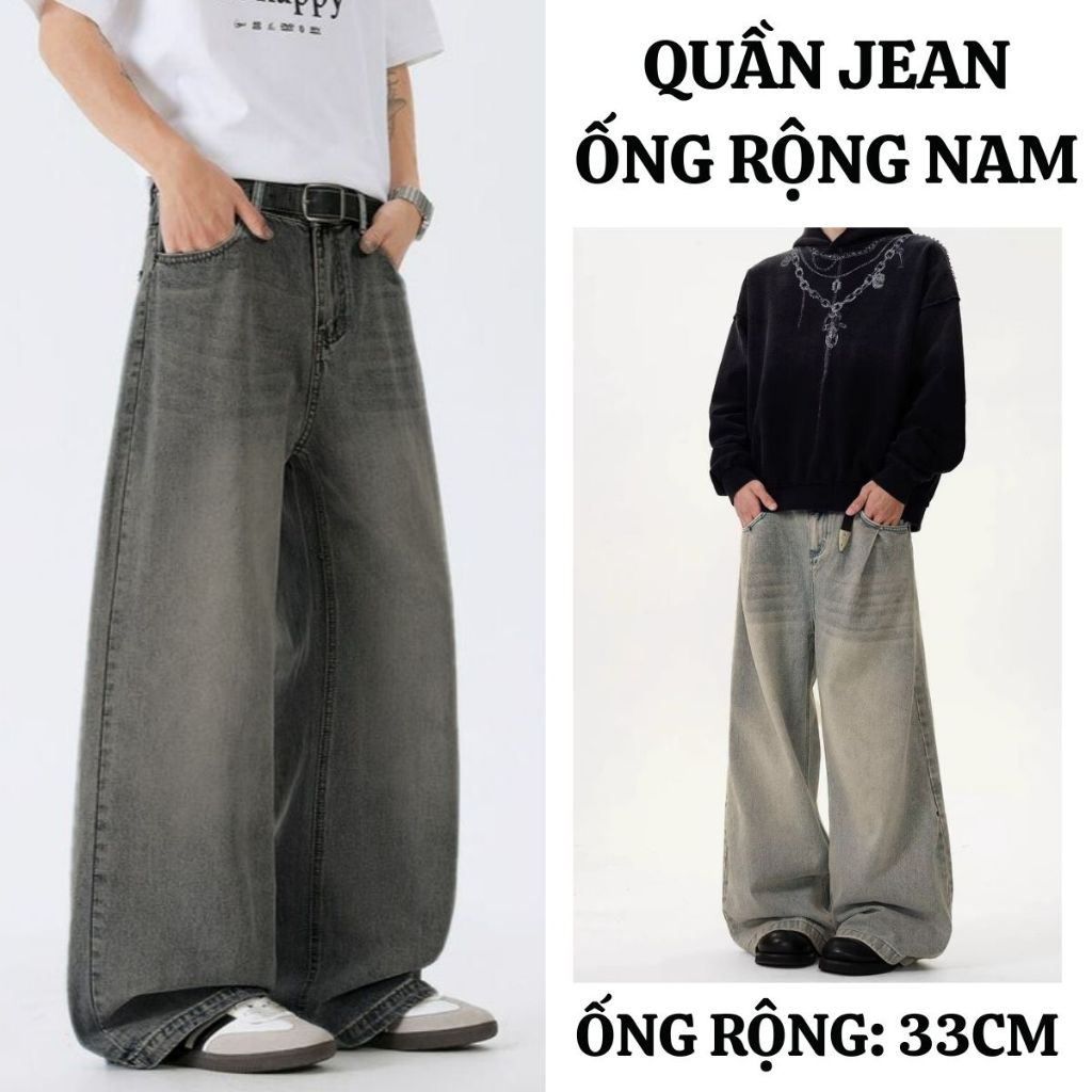 Quần Jean Nam FABUMAN ỐNG RỘNG 33CM màu trầm wash retro chất jean cao cấp đầy đủ size S-2XL BIGSIZE