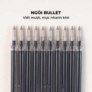 Combo 10 20 Ruột Bút Gel Bấm, Ngòi Bút Gel 0.5mm CLASSMATE Mực Xanh Đen Tím Nhanh Khô, Ngòi Viết Trơn Không Gai