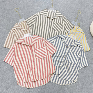 Áo Sơ Mi Nữ Bigsize Áo Kẻ Sọc Vải Linen Dáng Croptop Form Rộng  Cá Tính Màu Vintage Cho Chubby A288