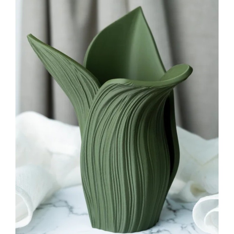 Lọ hoa trang trí, tặng kèm nametag (quà tặng) - Mẫu LargeLeaf - ArtPrint3D