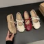 Giày Lolita nữ Đế Bệt Dẻo Đính Nơ Tiểu Thư Phong Cách Hàn Quốc Mã L238