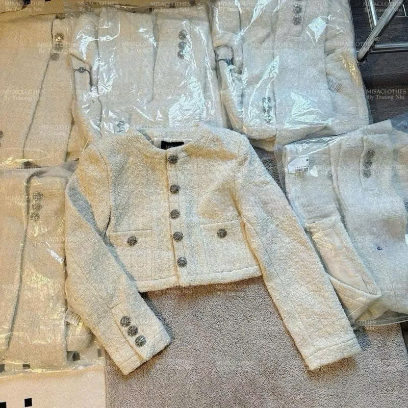 Dạ tweed dáng ngắn, áo dạ hai lớp dày dặn, áo khoác ngoài phong cách Hàn quốc LALA  D01