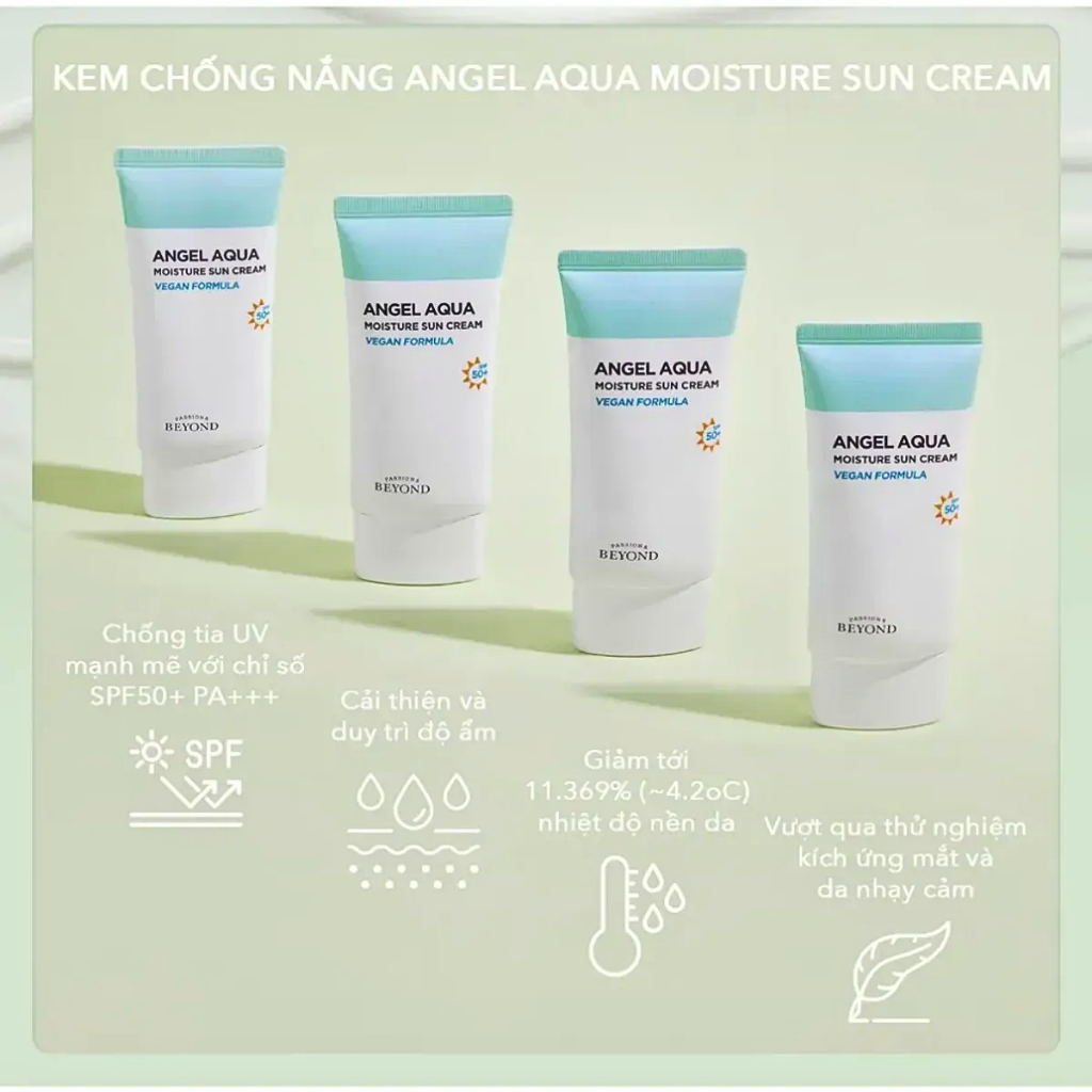 [DATE 8/2026] Kem chống nắng thuần chay Beyond Angel Aqua Moisture Sun Cream SPF 50+/PA++ 50ml