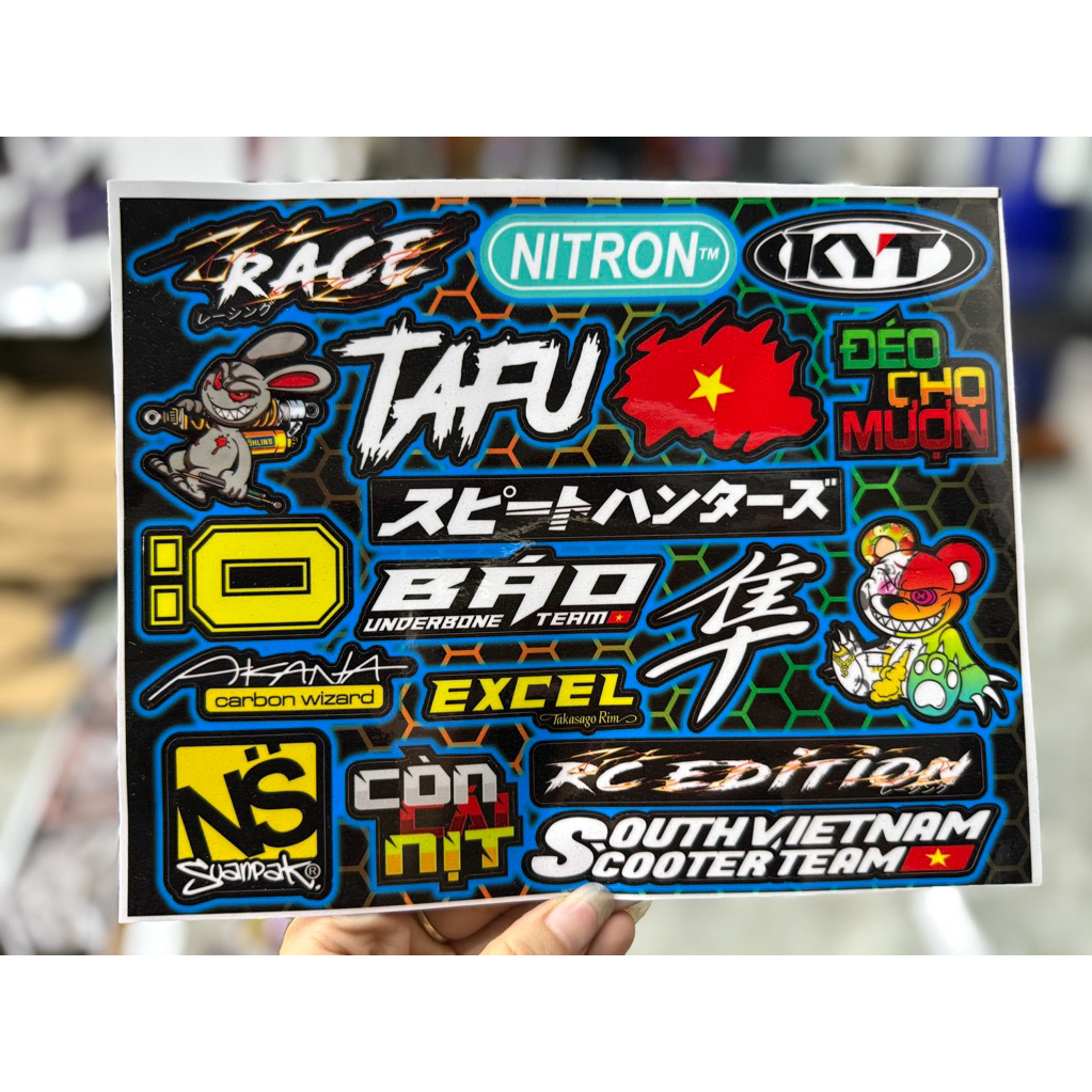 Bộ sticker Gấu Quỷ 7 màu dán đa vị trí-Trang trí chống trầy xe may,điện ...
