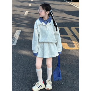 [B&G] Sét váy thu đông Áo sweater phối sơ mi cổ bẻ + chân váy xoè cho bé gái từ 10-45kg