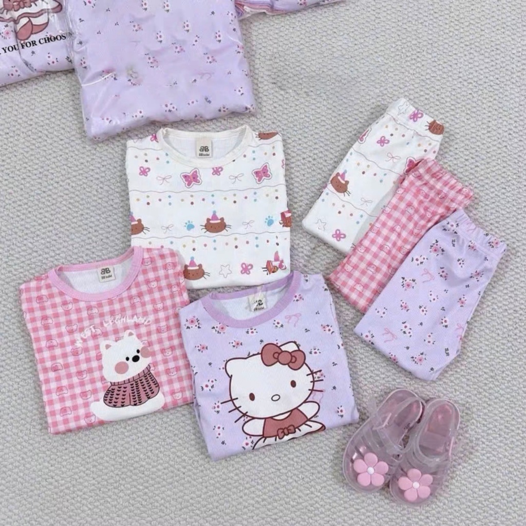 Sét Bộ Thu Đông Cho Bé Gái Đáng Yêu ( Họa Tiết 5D PLLPY ) Chất Liệu Thun Tăm Mềm Mịn size Từ 8-33kg