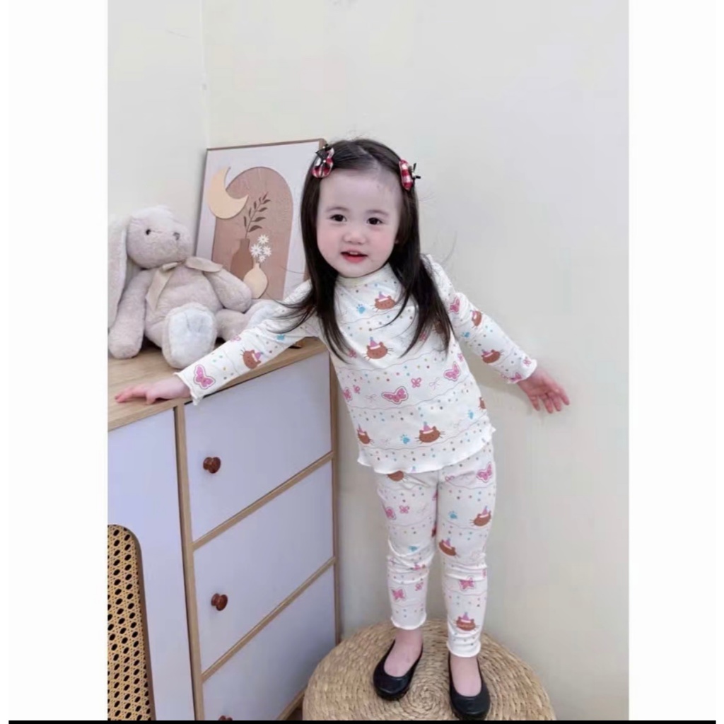 Sét Bộ Thu Đông Cho Bé Gái Đáng Yêu ( Họa Tiết 5D PLLPY ) Chất Liệu Thun Tăm Mềm Mịn size Từ 8-33kg