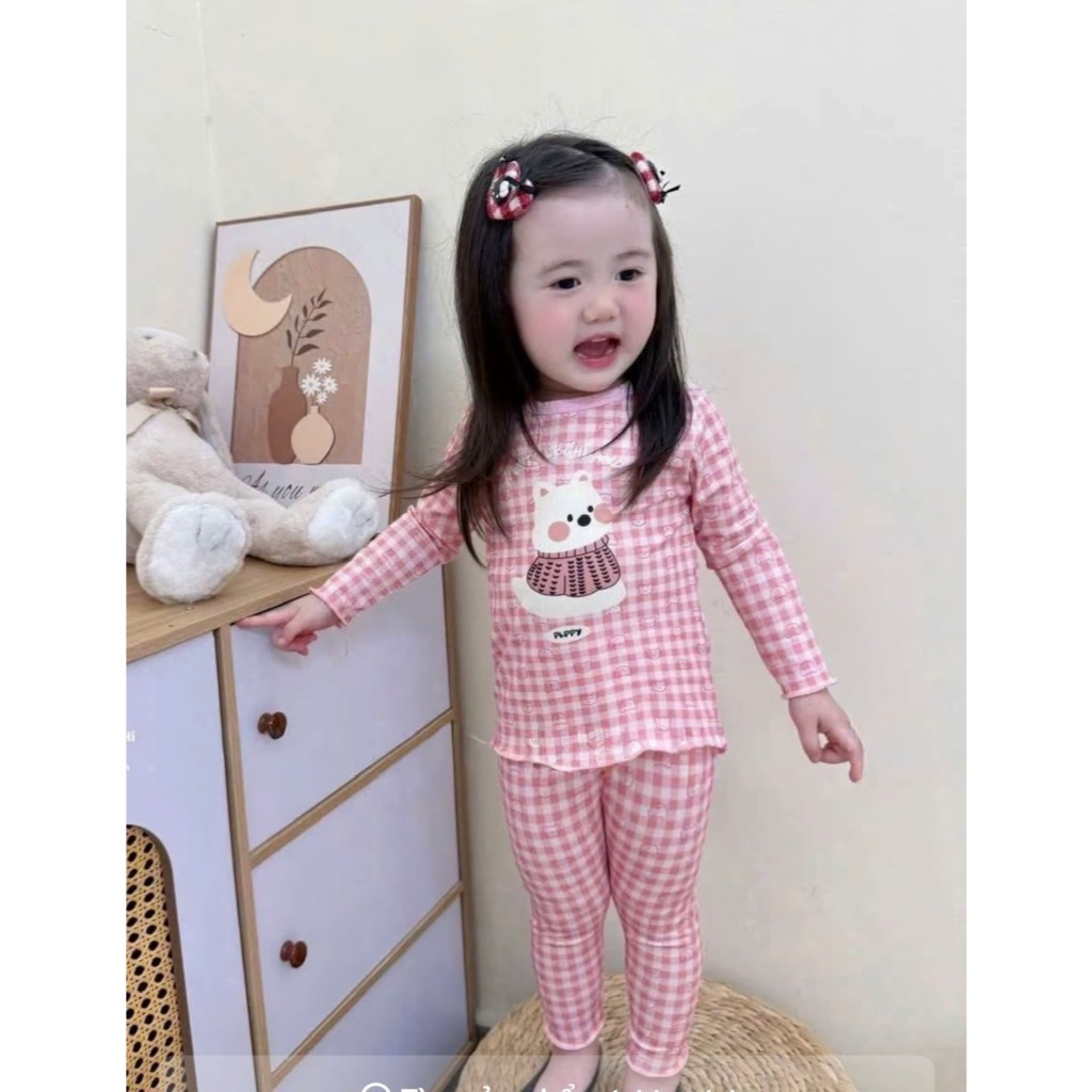 Sét Bộ Thu Đông Cho Bé Gái Đáng Yêu ( Họa Tiết 5D PLLPY ) Chất Liệu Thun Tăm Mềm Mịn size Từ 8-33kg