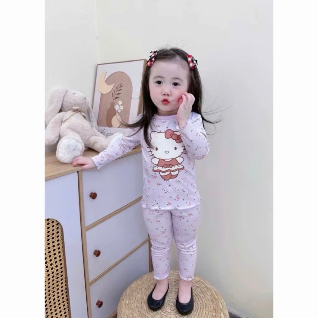 Sét Bộ Thu Đông Cho Bé Gái Đáng Yêu ( Họa Tiết 5D PLLPY ) Chất Liệu Thun Tăm Mềm Mịn size Từ 8-33kg