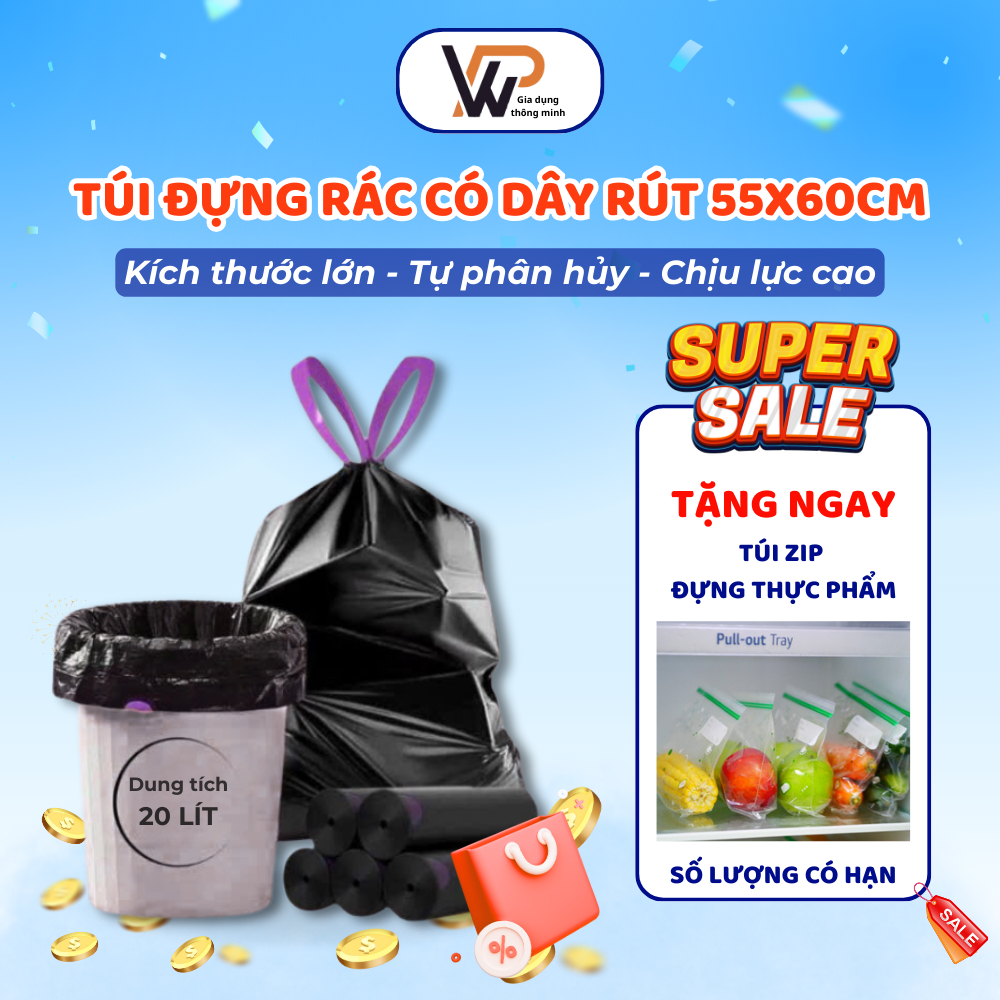 Túi Đựng Rác, Túi Rác Có Dây Rút, Túi Rác Tự Phân Hủy, Túi Rác Đen Thân ...