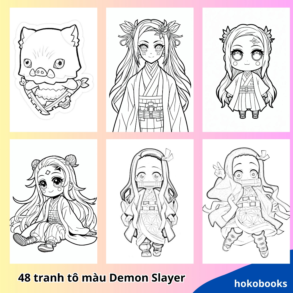Tranh tô màu Thanh Gươm Diệt Quỷ demon slayer: Kimetsu no Yaiba - Bé tô