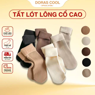 Combo 10 đôi tất nữ lót lông sinh nhiệt dày dặn giữ ấm mùa đông phong cách Hàn Quốc pastel