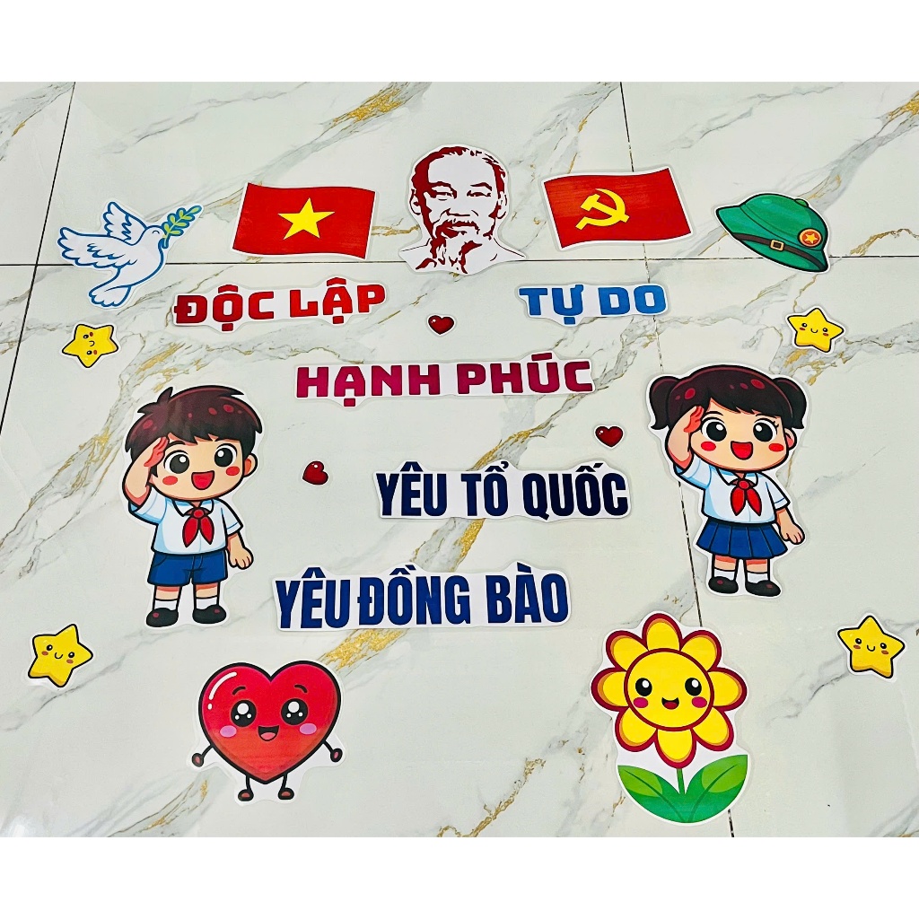 Bộ Độc lập Tự do Hạnh phúc rời ép plastic trang trí lớp học