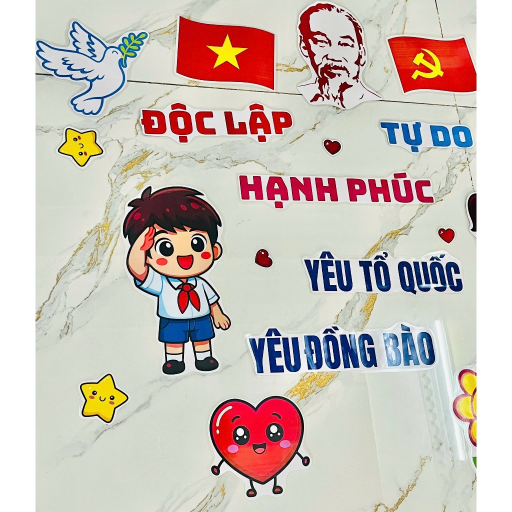 Bộ Độc lập Tự do Hạnh phúc rời ép plastic trang trí lớp học