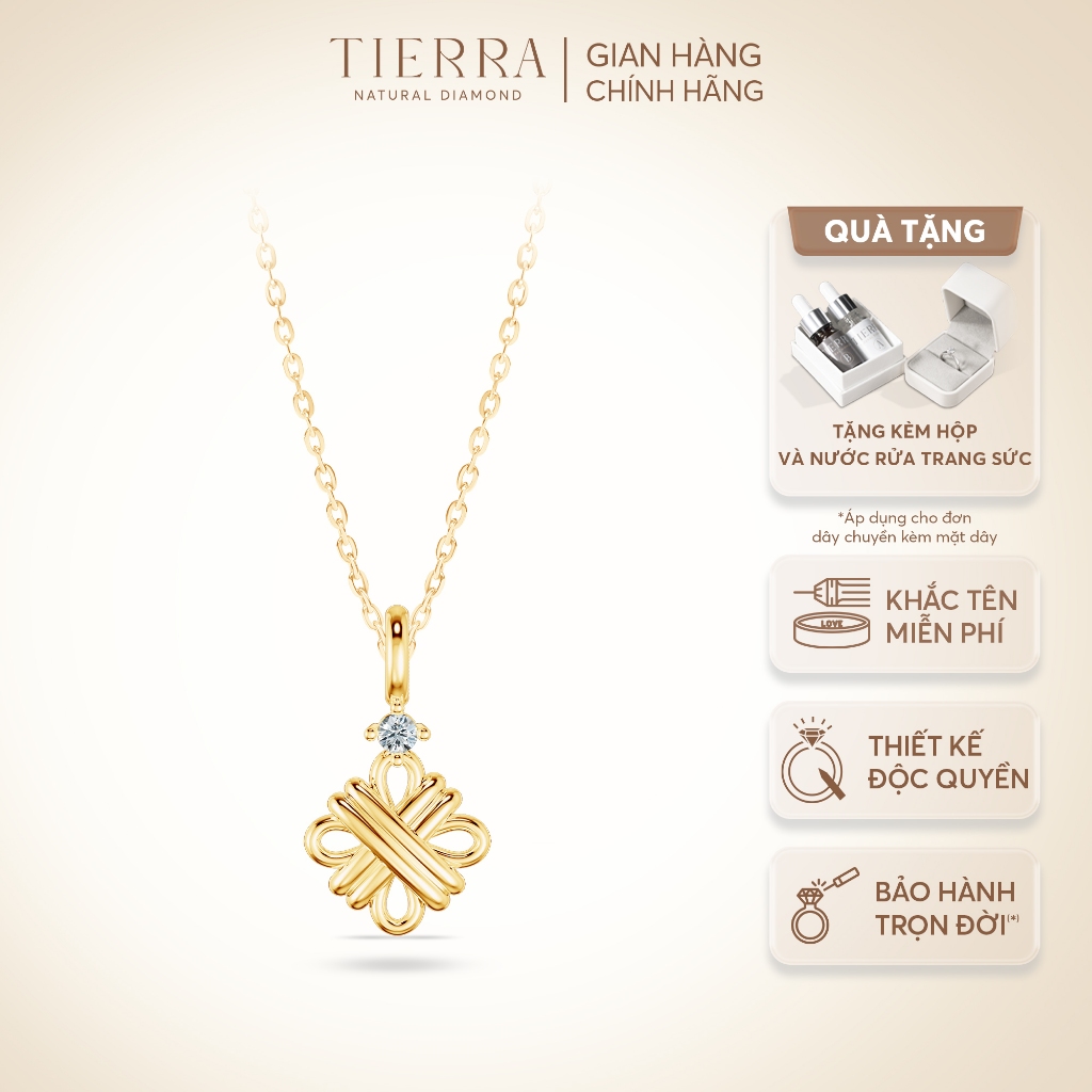 [CHAT TRƯỚC KHI ĐẶT] Mặt Dây Cát Tường Tierra FMD5017 Vàng 10K/ 14K/ 18K Tấm CZ, Phụ Kiện Trang Sức Nữ